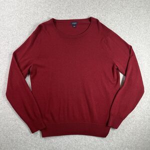 J.Crew Red Merino Wool Sweater Mens Size Large Crew Neck Lightweight Pullover